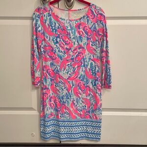 Lilly Pulitzer Marlowe Dress XXS Cosmic Coral Cracked Up Engineer Lobster